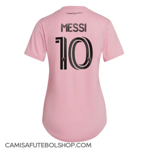 Camisa de time de futebol Inter Miami Lionel Messi #10 Replicas 1º Equipamento Feminina 2023-24 Manga Curta